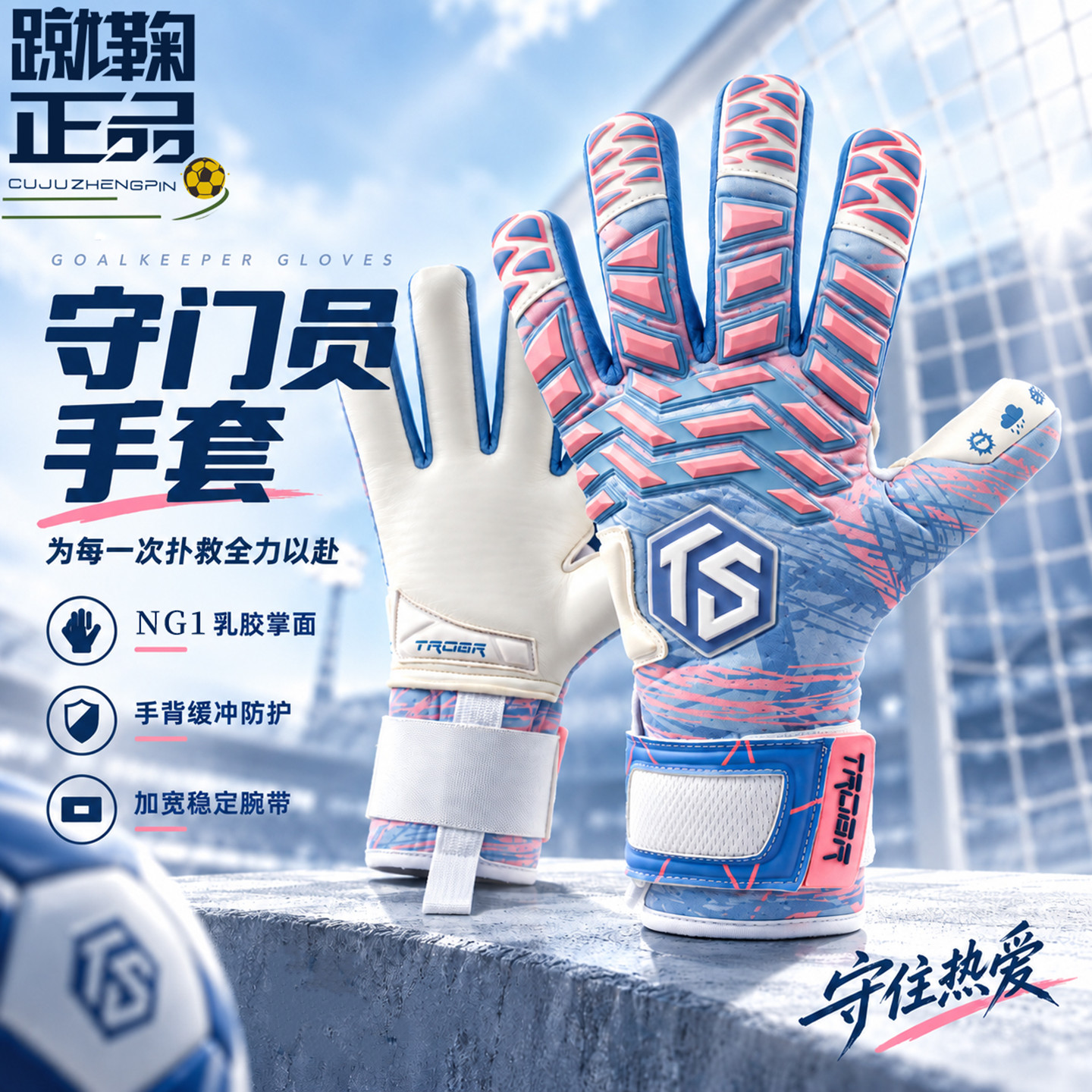 TROBR拓佰新款星云NG1乳胶内缝足球训练比赛防滑守门员门将手套