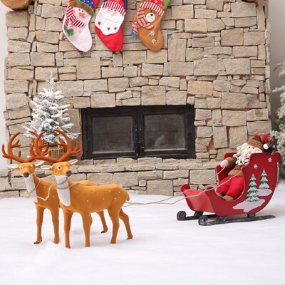 Christmas decorations wooden small snowmobile Santa Claus s
