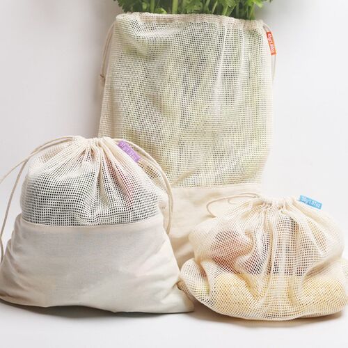 Eco Friendly Cotton Mesh Bag Supermarket Shopping Splicing