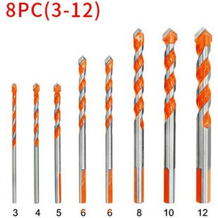 8Pcs Glass Tile Drill Bit Set Ceramic Concrete Brick Hole Op