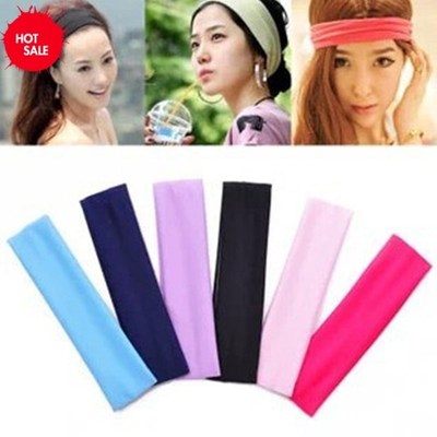 Women Girls Yoga Sports Sweatband Headband Elastic Hair Band