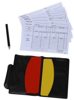 Box for football match referee red and yellow cards