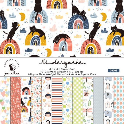Panalisacraft 6''X6'' Cute Cat Rainbow patterned paper pad