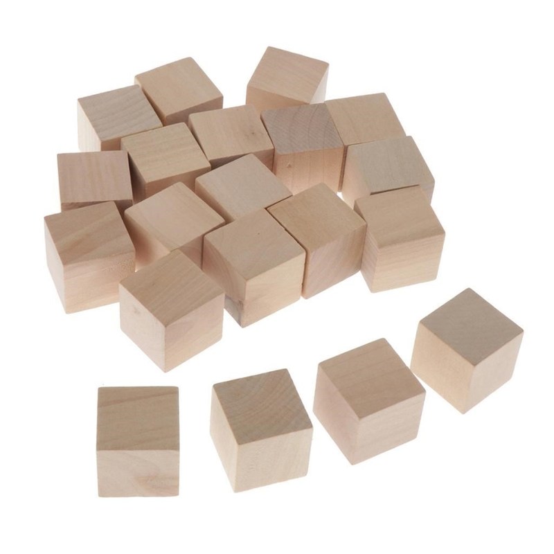 3cm Blank Wooden Cubes nfinished Wood Blocks for Kids 5PCS