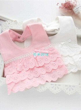ideacherry White & Pink Baby Girl Bibs Cotton Saliva Tow