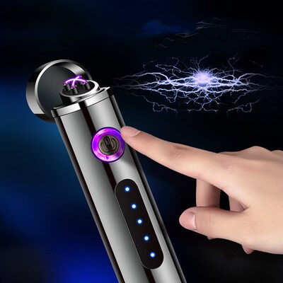 Electric Metal Lighters Smoking Windproof Dual Arc Plasma R