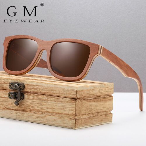 GM Polarized Sunglasses Women Men Layered Brown Skateboard