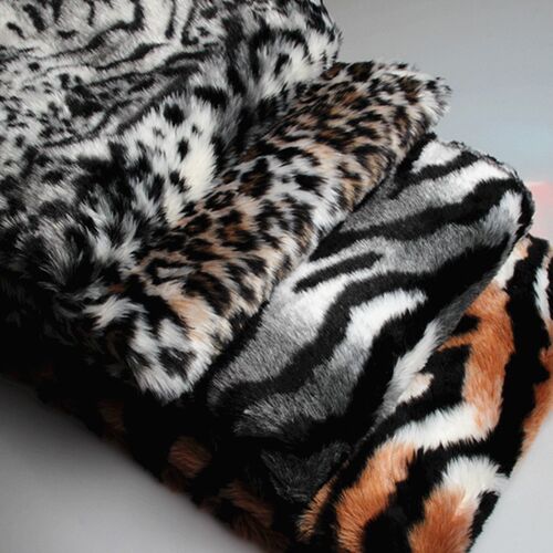 Leopard Tiger stripes plush faux fur fabric,1 2cm pile felt