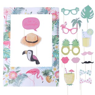 16pcs Photobooth Props Lovrly Tropical Hawaiian Photo Frame