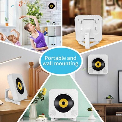 Portable Wall Mountable Bluetooth CD Player USB Drive LED Di