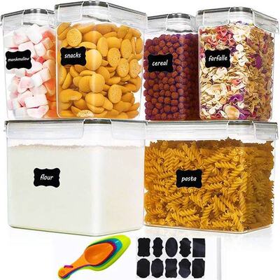 6Pcs/Set Transparent Airtight Pantry Pasta Box Multigrain Se