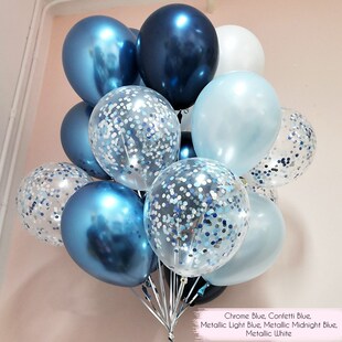 Blue Confetti Latex Balloon Set Happy Birthday Balloons Bou