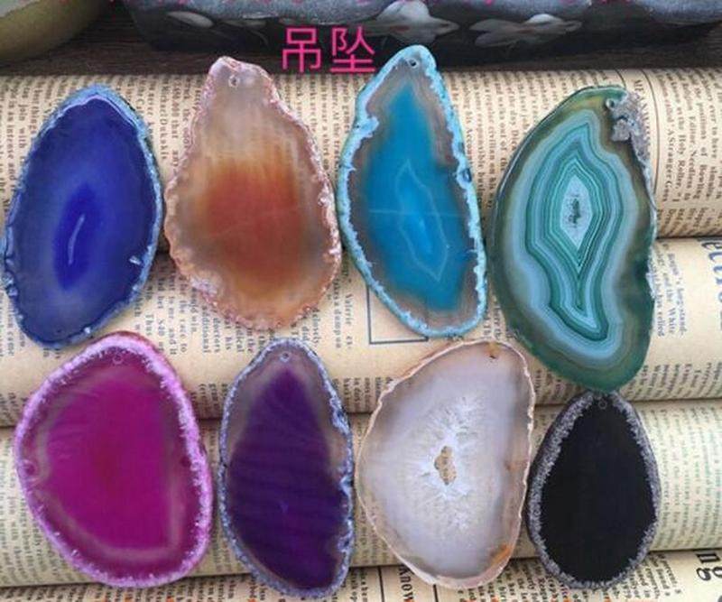 1pc natural agate geode polished irregular crystal slice bra