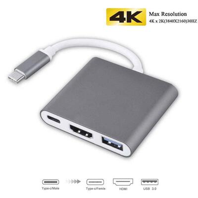 3-in-1 Thunderbolt 3 Adapter USB Type C Hub to HDMI USB-C Hu