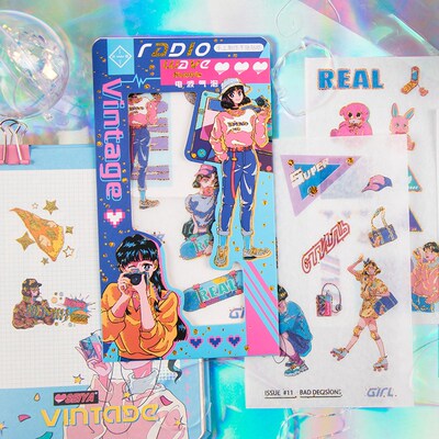 Vintage Steam Wave Hot Stamping Series Sticker DIY scrapboo