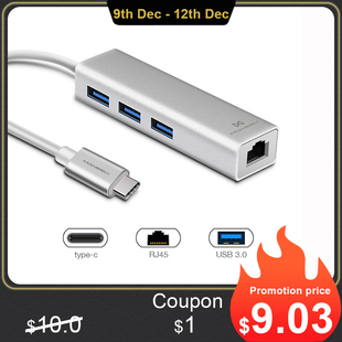 USB 3.0 HUB Type c to Ethernet Network Adapter 1000 Mbps RJ4
