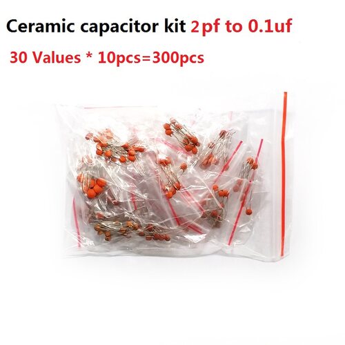 30 Values*10pcs=300pcs Ceramic capacitor kit 2pf to 0.1uf 50