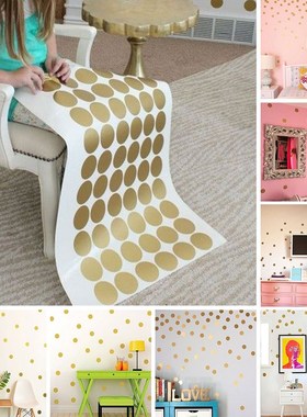 SOLEDI Gold Polka Dots Wall Sticker Children Decal Art Home