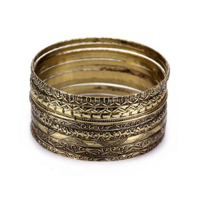 Vintage Pattern 11Pcs/Set Indian Bangles  Wo Antique Gold Ba
