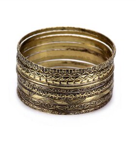 Vintage Pattern 11Pcs/Set Indian Bangles  Wo Antique Gold Ba