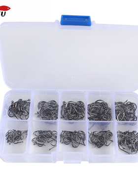 100/200pcs  High Carbon Steel Fishing Hooks Set Single Circl