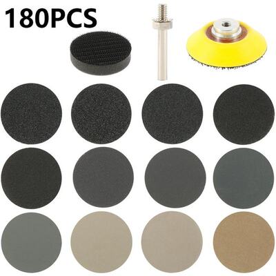 180pcs Wet Dry Sandpaper Assortment 60-10000 Grit Sanding Di