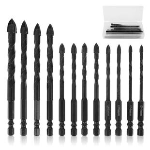 10/12pcs 4-12mm Cross Hex Tile Drill Bits Set for Glass Cera
