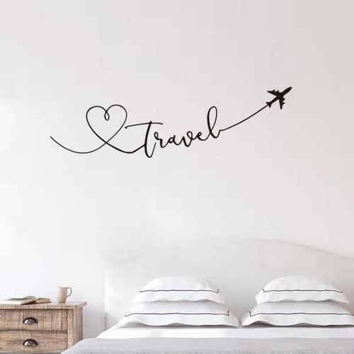 Travel theme wall sticker Art font bedroom living room deco