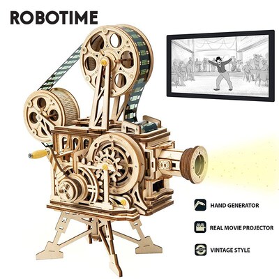 Robotime ROKR Hand Crank Projector Classic Film Vitascope 3