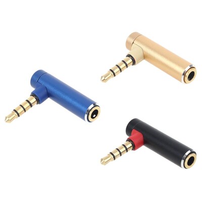 90 Degree L Shape 4 Poles 3.5mm Male to Female AUX Headphon