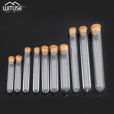 10pcs/pack Lab Glass Test Tube With Cork Stoppers 15x150mm L