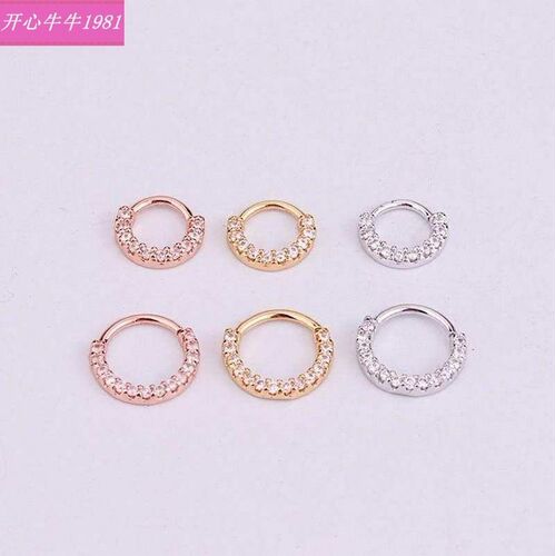 Piercing jewelry with zircon micro-inset round nose ring