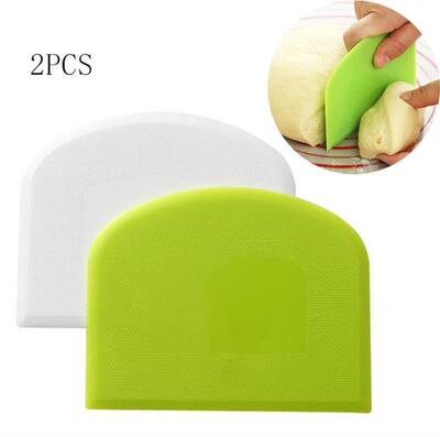 2 pcs Plastic Pastry Cutter Pizza Dough Scraper Cake Spatula