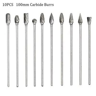 10pcs Tungsten Carbide Rotary Burrs 4Inch Long Double Cut Tu