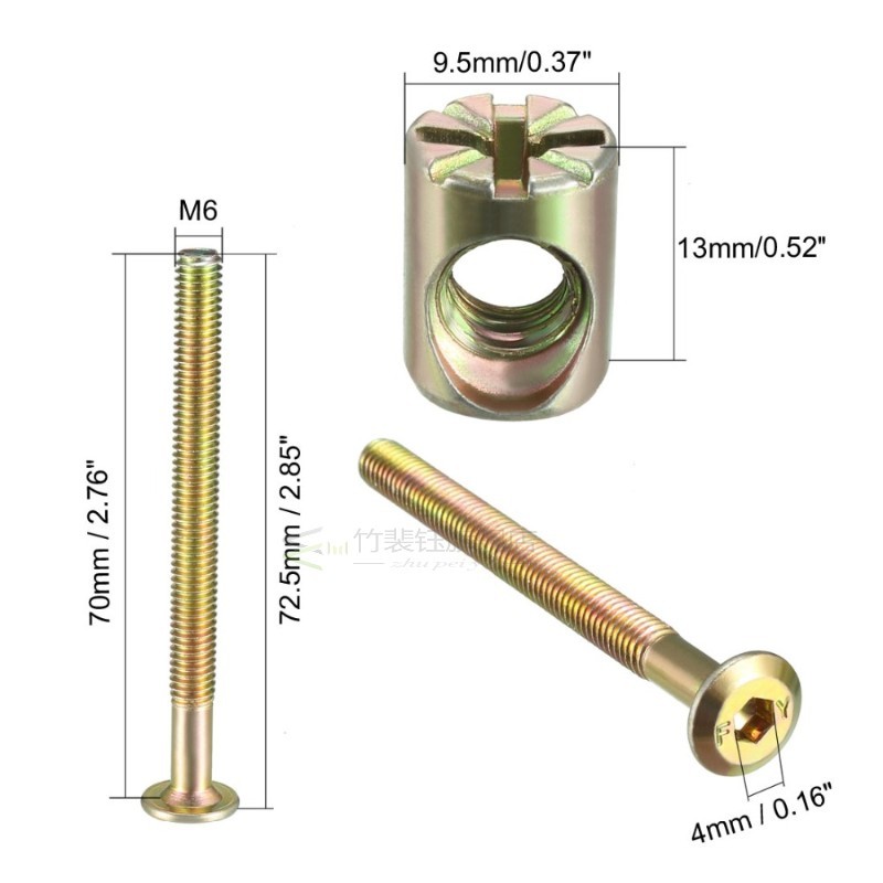 xcell 4set  Bolt Nut Set M6x70/75/80/85/90/100mm M6 Hex Sock