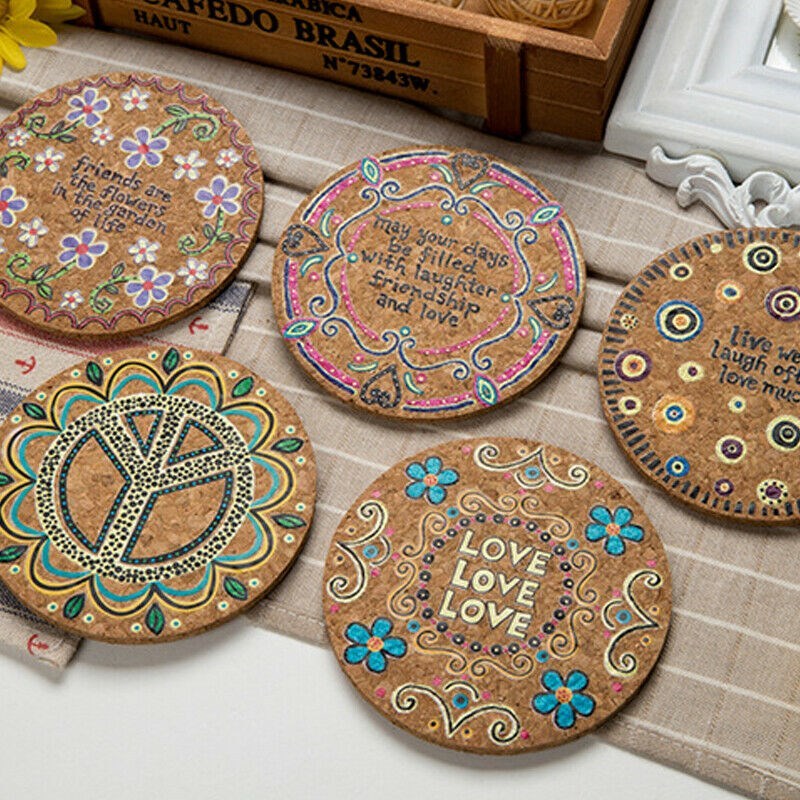 K 4X Color Round Cork Coaster Coffee Drink Tea  Mat Placemat
