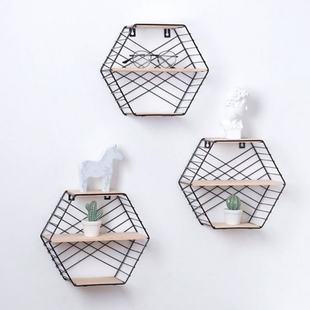 Wall Mounted Floating Shelf Modern Simple Geometry Wood Meta