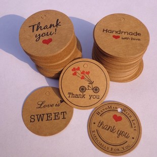handmade hang tag kraft paper thank you gift tag label for W