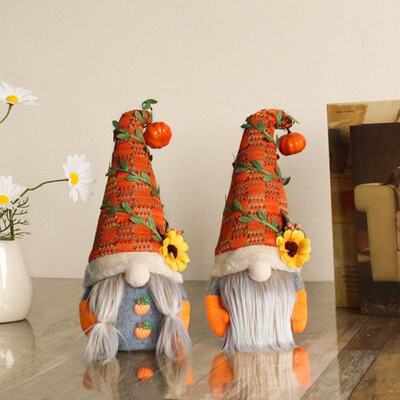Fall Gnome Pumpkin Sunflower Swedish Nisse Tomte Elf Dwarf P