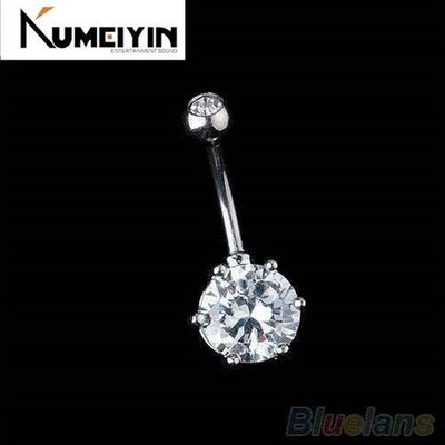 hot crystal gem belly ring button bar body piercing surgical