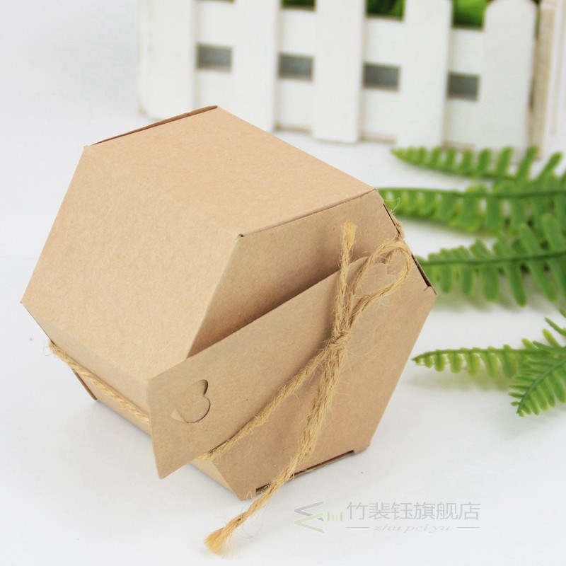 50Pcs Kraft Paper Candy Box, Hexagonal Carton Candy Box Gift