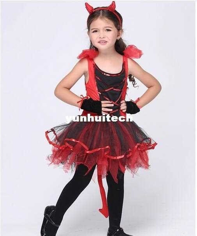 halloween  Gril costume for kids girls little red devil c