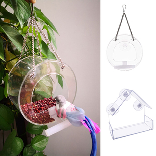 Tray Bird-Feeder Hanging Window Acrylic Outdoor Transparent
