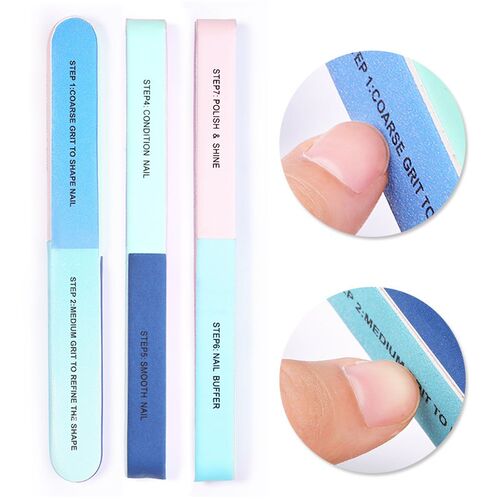 1 Pc Seven Sided Multifunction Nail File Buffer Blue Pink M