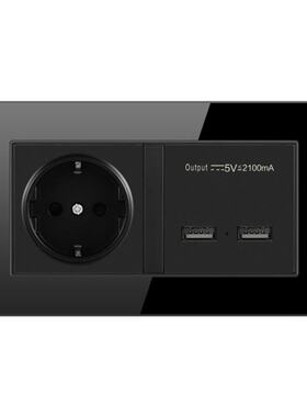 Black Wall Socket 16A EU Standard Power Outlet With Dual USB