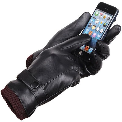 Phone screen touch gloves men women winter leather glove man