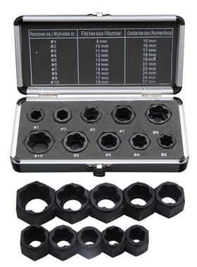10Pcs 9mm-19mm Impact Damaged Bolt Nut Screw Remover Extract
