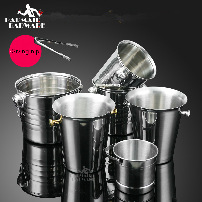 1L-7L Stainless Steel Ice Bucket Wine Champagne with Straine-封面