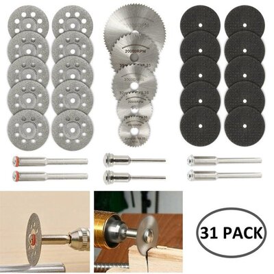31pcs Abrasive Cutting Disc With Mandrels Diamond Grinding W