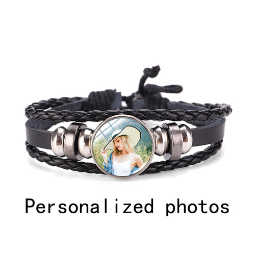 Free design personalized photo men's bracelet adjustable